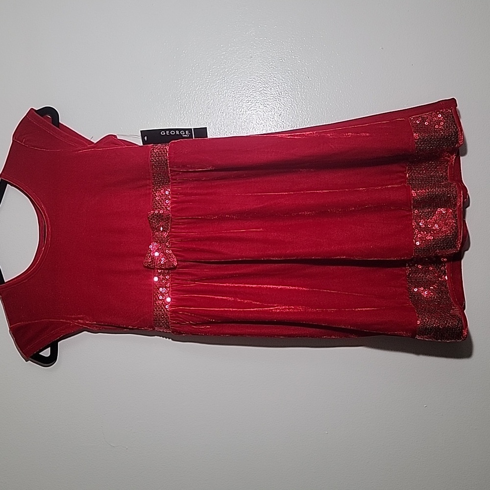 Red velvet dress short sleeve size 10-12